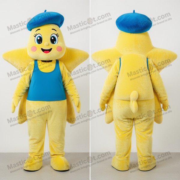 Lemon Yellow Cartoon Starfish Mascot - Masticot.com