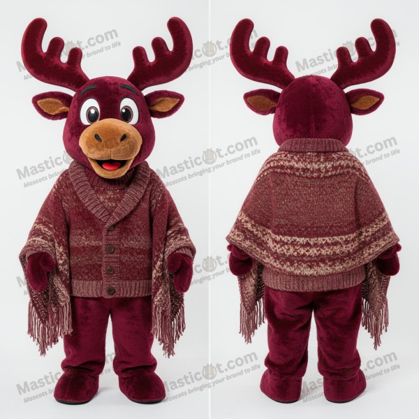 Mascota de alce de felpa granate - Masticot.com