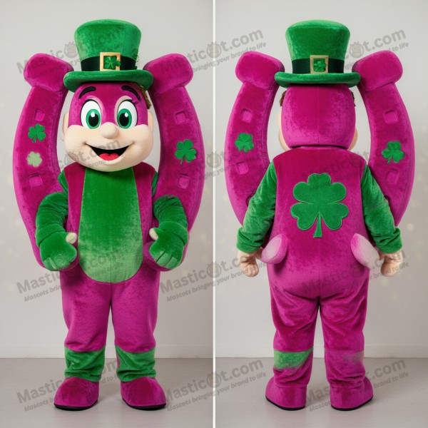 Magenta Gevoerde Hoefijzer Mascotte - Masticot.com
