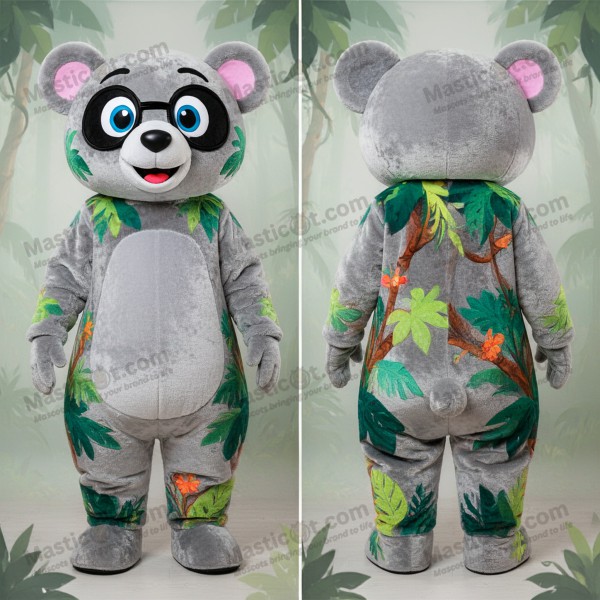 Silver Plush Cartoon Spectacled Bear Mascot - Masticot.com