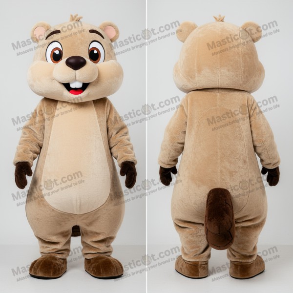 Beige Friendly Beaver Mascot - Masticot.com