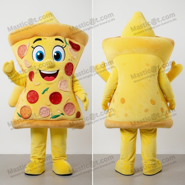 Lemon Yellow Cartoon Pizza Slice Mascot - Masticot.com