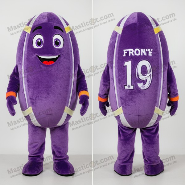 Purple Cuddly Rugby Ball Mascot - Masticot.com