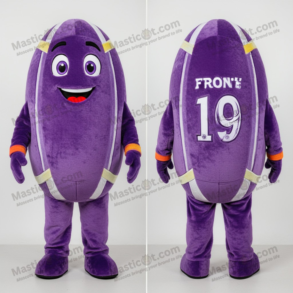 Purple Cuddly Rugby Ball Mascot - Masticot.com