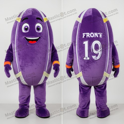 Purple Cuddly Rugby Ball Mascot - Masticot.com
