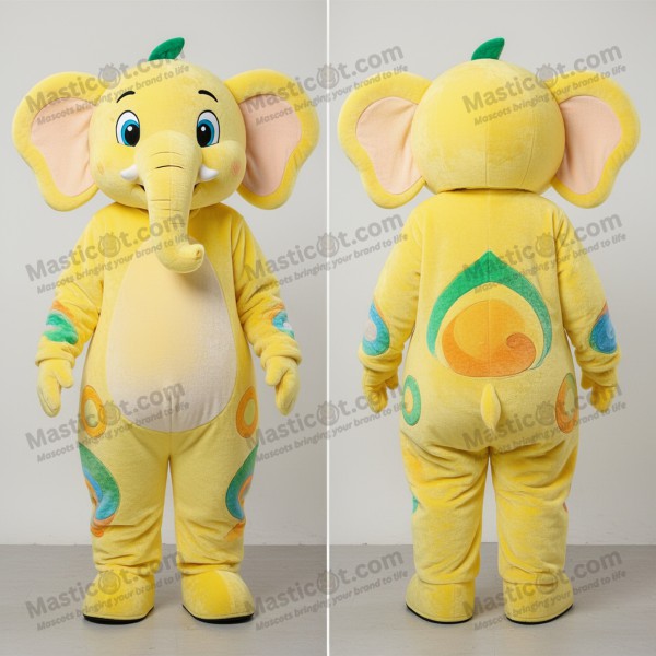 Lemon Yellow Cartoon Elephant Mascot - Masticot.com