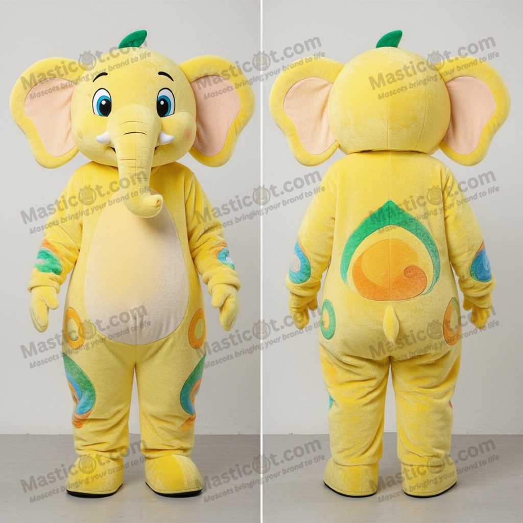 Lemon Yellow Cartoon Elephant Mascot - Masticot.com