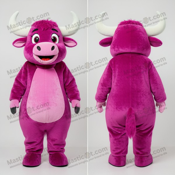 Magenta Cartoon Yak Mascot - Masticot.com
