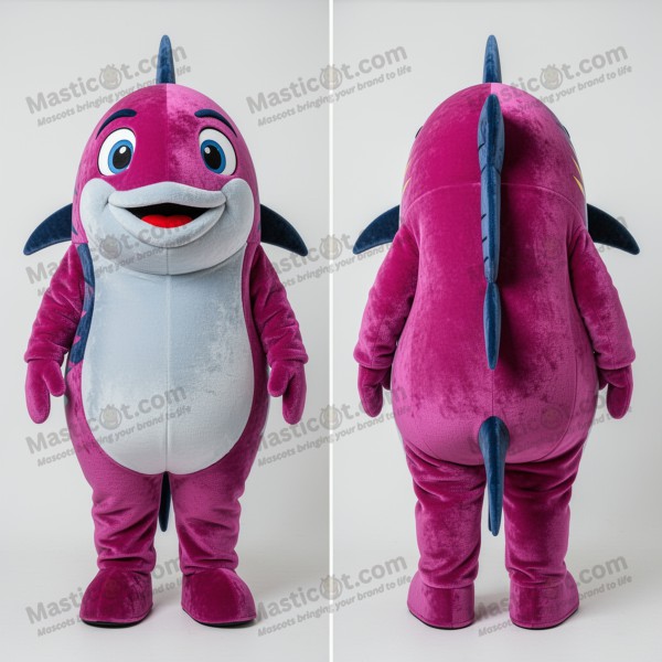 Magenta velvety tuna mascot - Masticot.com