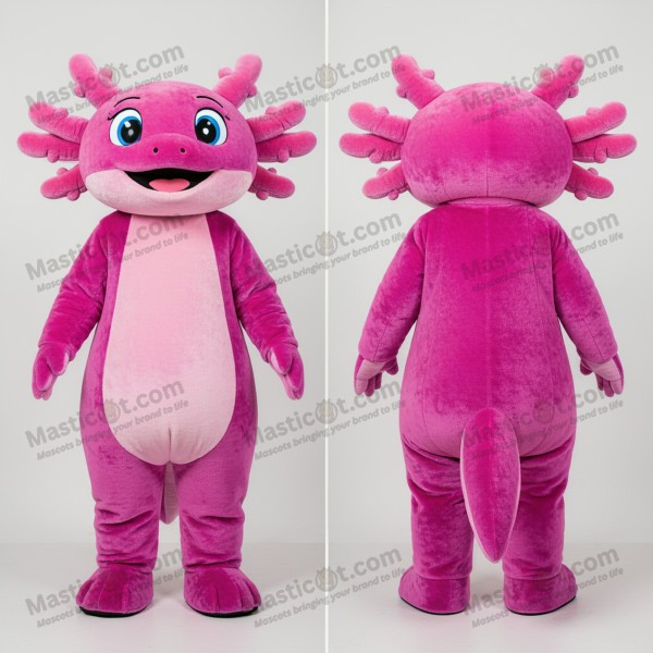 Magenta Rounded Axolotls Mascot - Masticot.com