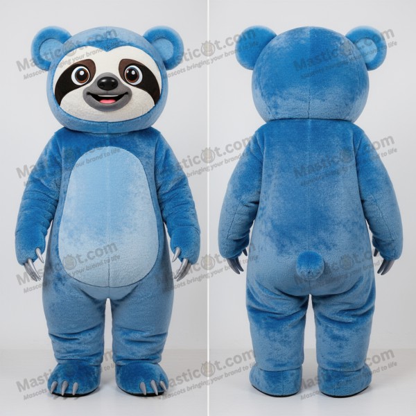 Velvety Blue Playful Sloth Bear Mascot - Masticot.com