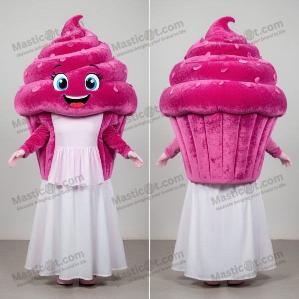 Magenta Velvety Cupcake Mascot - Masticot.com