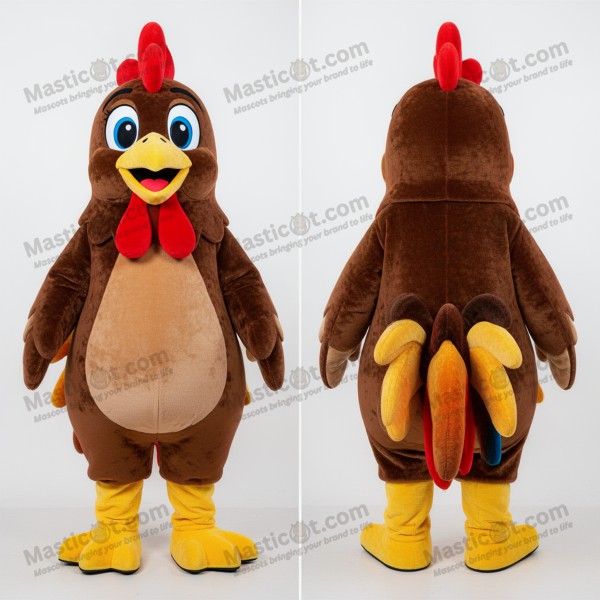 Costum de cocoș maro roșcat pufos mascota - Masticot.com