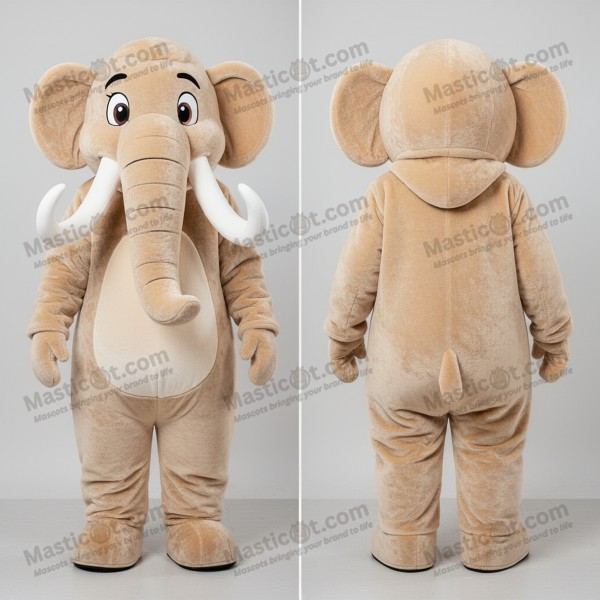 Beige plush mammoth mascot - Masticot.com
