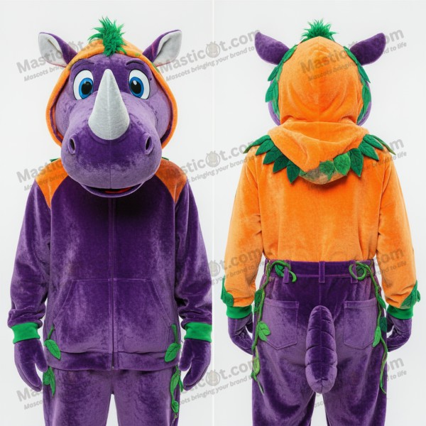 Velvet purple broad snouted rhinoceros mascot - Masticot.com