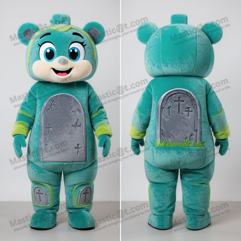 Teal green spooky graveyard mascot - Masticot.com
