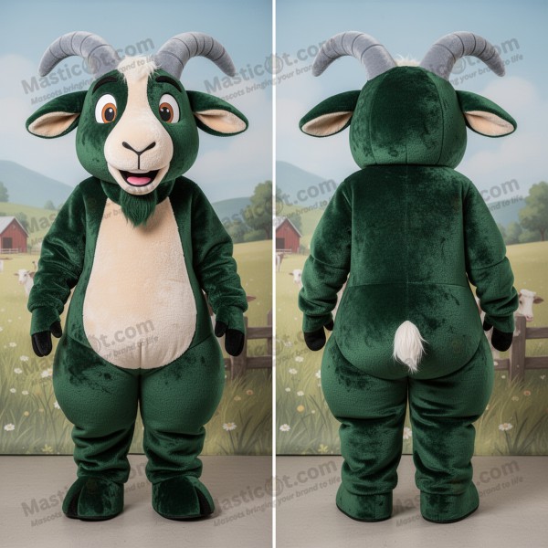 Mascota de cabra Boer de terciopelo verde bosque -