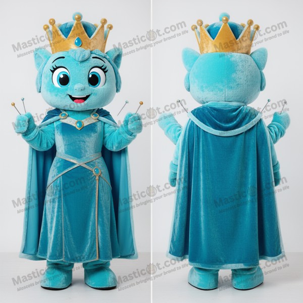Cyan plush regal king mascot - Masticot.com