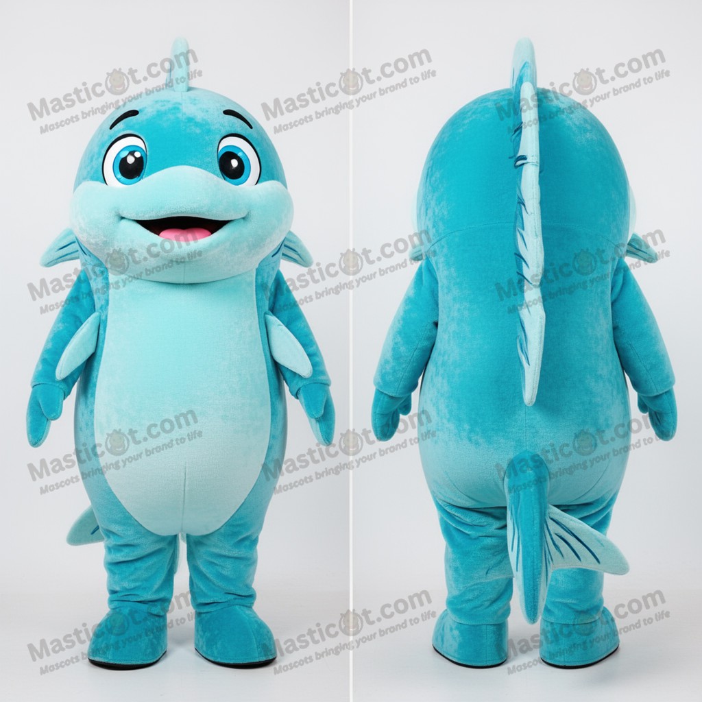 Cyan rounded cod mascot - Masticot.com