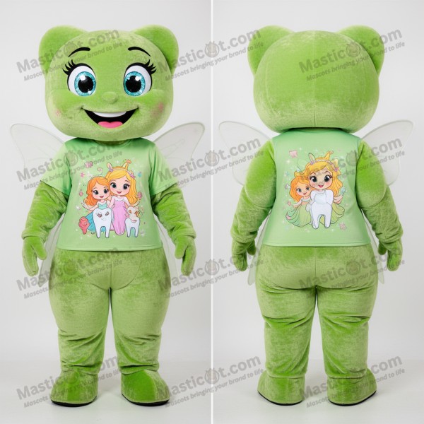 Lime green whimsical tooth fairy mascot - Masticot.com