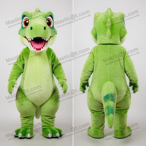Lime green cartoon deinonychus mascot - Masticot.com