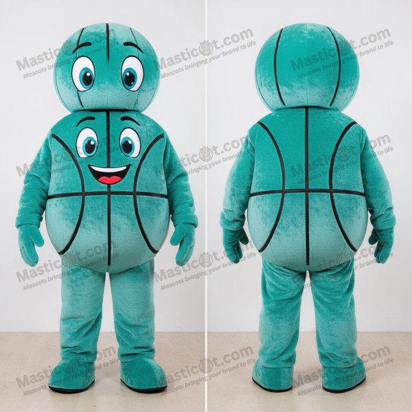 Tyrkisfarvet fløjlsagtig basketballmascot - Masticot.com