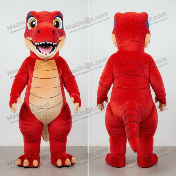 Karmijnrode breedgeschouderde Utahraptor mascotte -