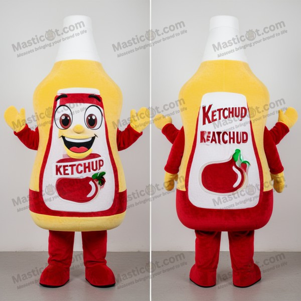 Rød Fløjlsagtig Ketchupflaske-Mascot - Masticot.com