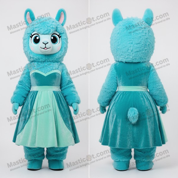 Cyan Cartoon Alpaca Mascot - Masticot.com
