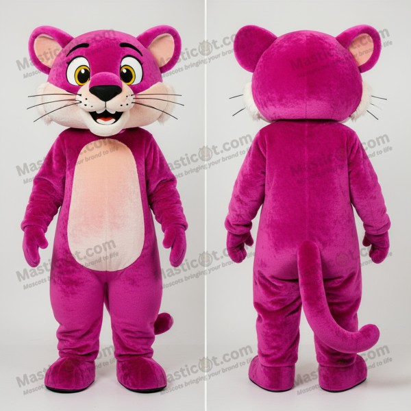 Magenta broad shouldered mountain lion mascot - Masticot.com