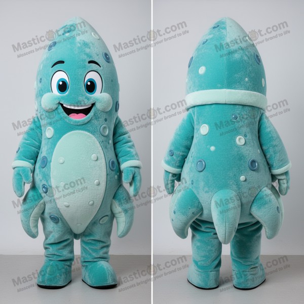 Mascotă pufoasă de calamar prăjit, turcoaz - Masticot.com