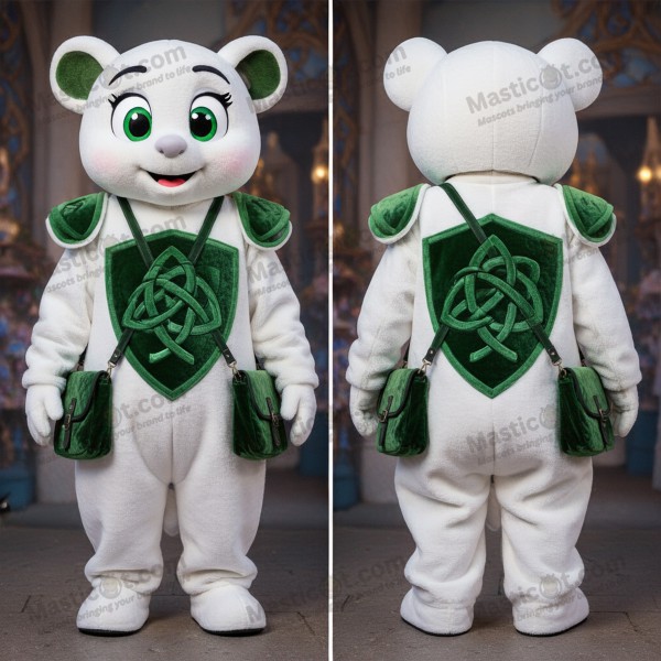 Smaragdově zelený karikovaný keltský štít – maskot -