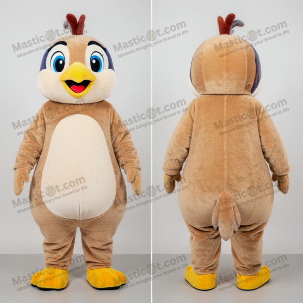 Braunes flauschiges Wachtel-Maskottchen - Masticot.com